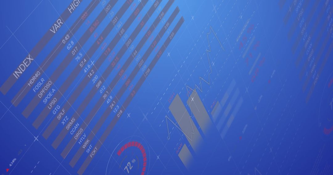 Financial Data Visualization with Charts and Graphics on Blue Digital Background