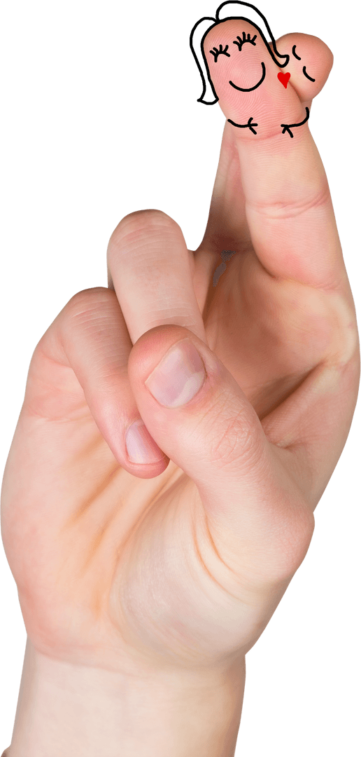 Transparent Embracing Couple Drawing on Fingers