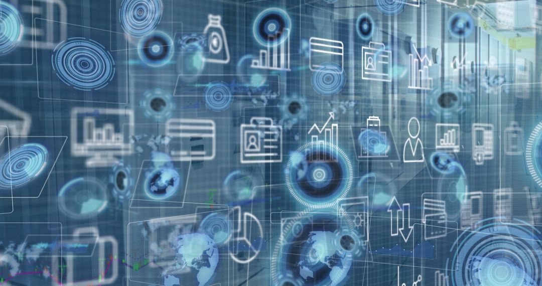 Digital Overlay of Global Business in Server Room