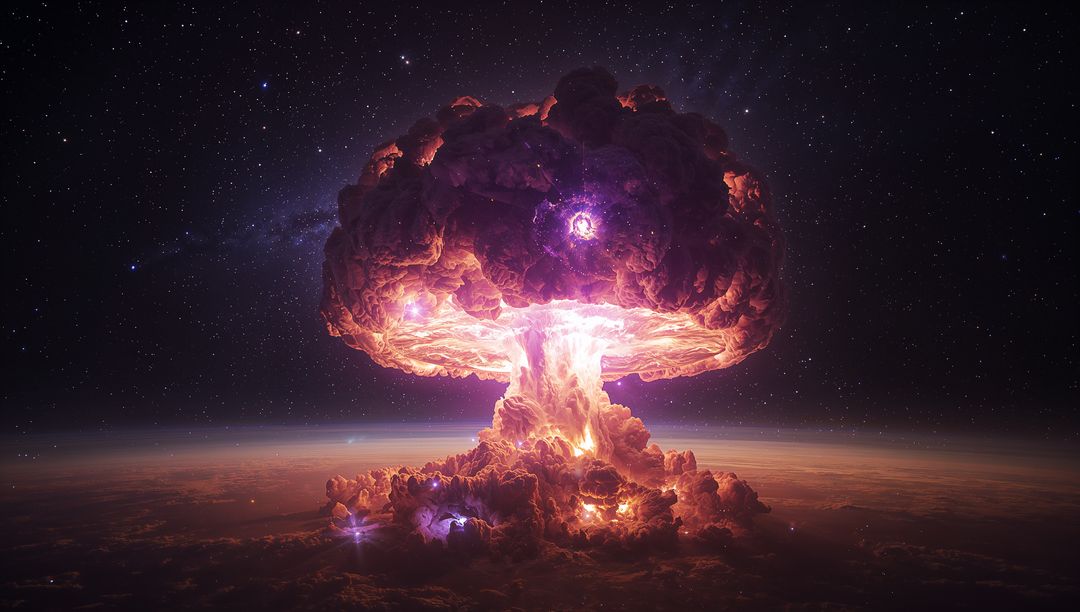 Apocalyptic Cosmic Explosion with Glowing Mushroom Cloud