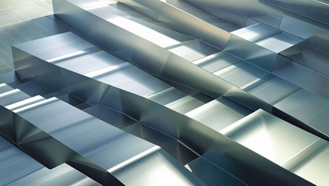 Futuristic Metal Panels with Grid Glow in Modern 3D Scene