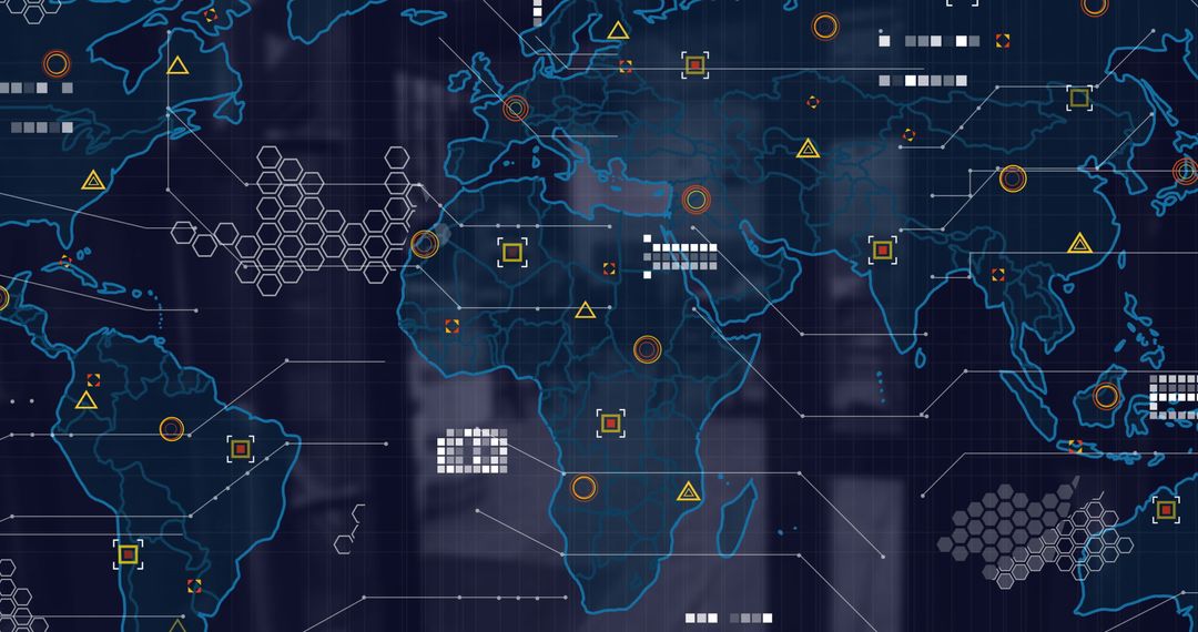 abstract global map with data processing elements - Free Images, Stock Photos and Pictures on Pikwizard.com