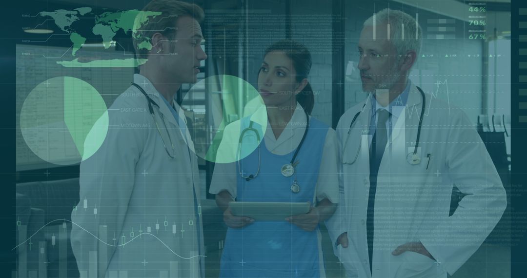 Medical Professionals Analyzing Global Health Data with Technology