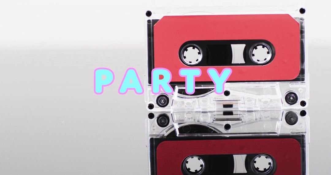 Retro Party Inscription Over Red Cassette Tape