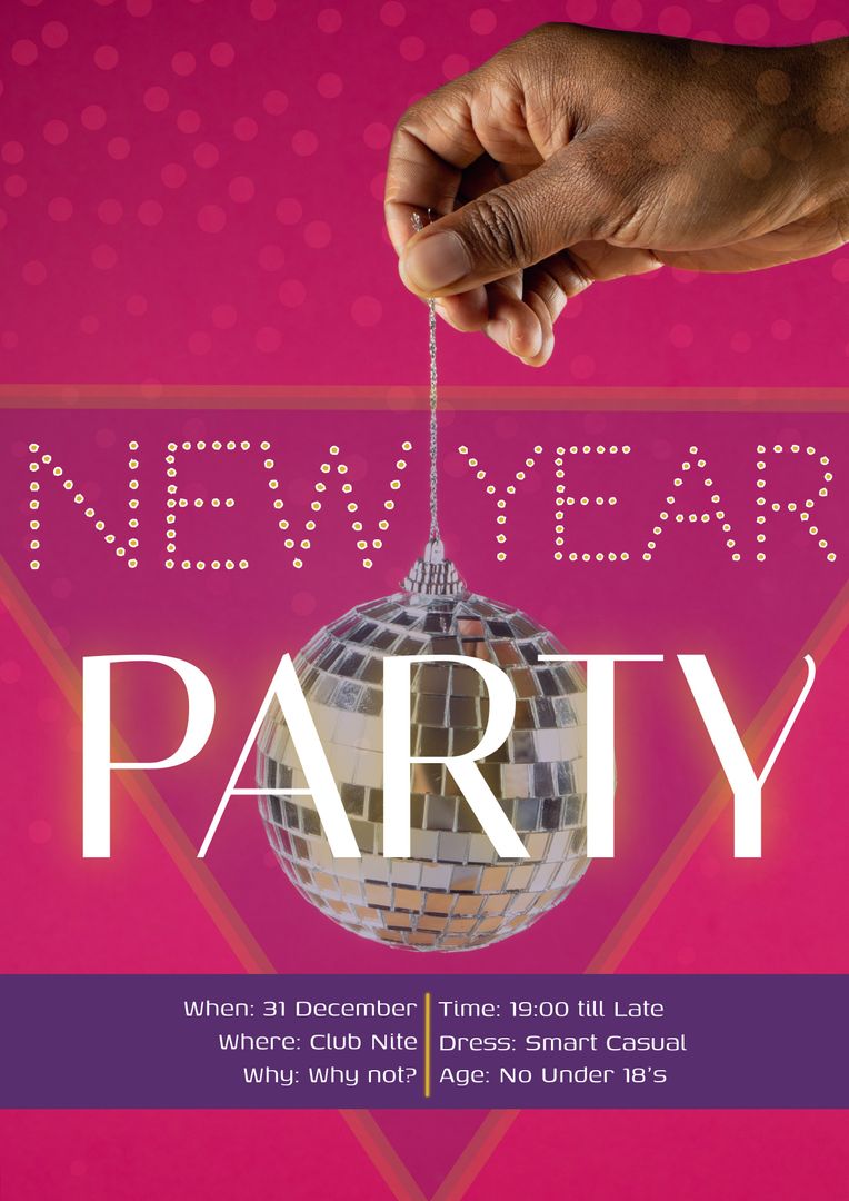 Modern New Year Party Invitation Design with Disco Ball