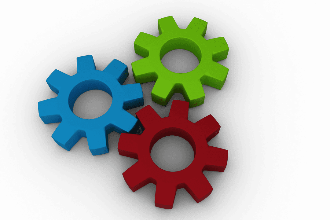 Colorful Interlocking Gears with Transparent Background