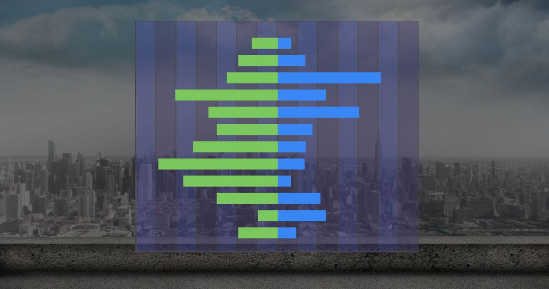 Futuristic Data Chart Overlooking Urban Cityscape