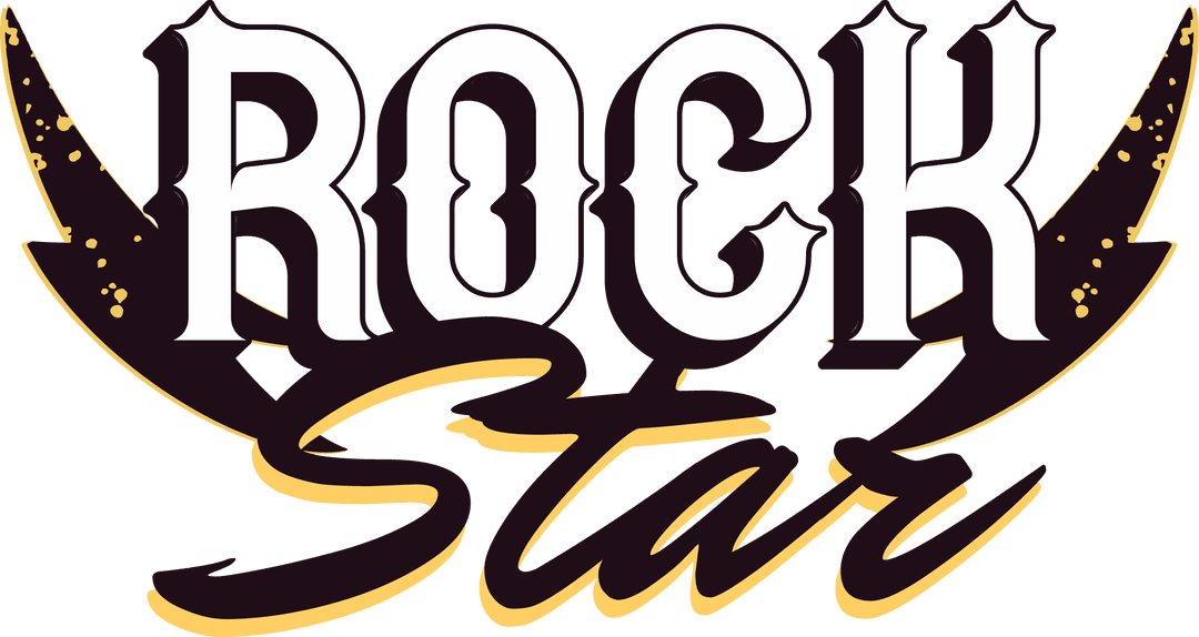 Stylized Rock Star Gothic Typography on Transparent Background
