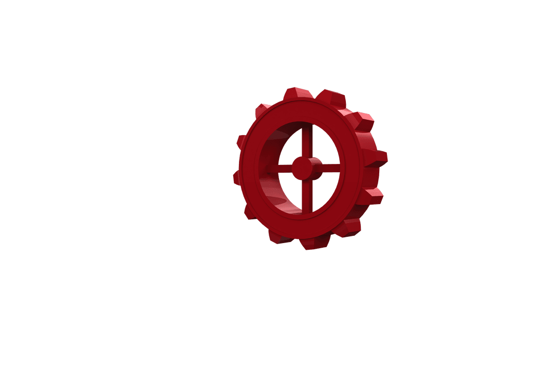 Transparent Red Gear Wheel Symbol for Digital Design and Engineering