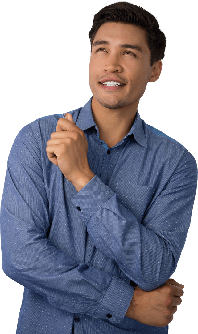 Transparent Image of Thoughtful Businessman with Pen