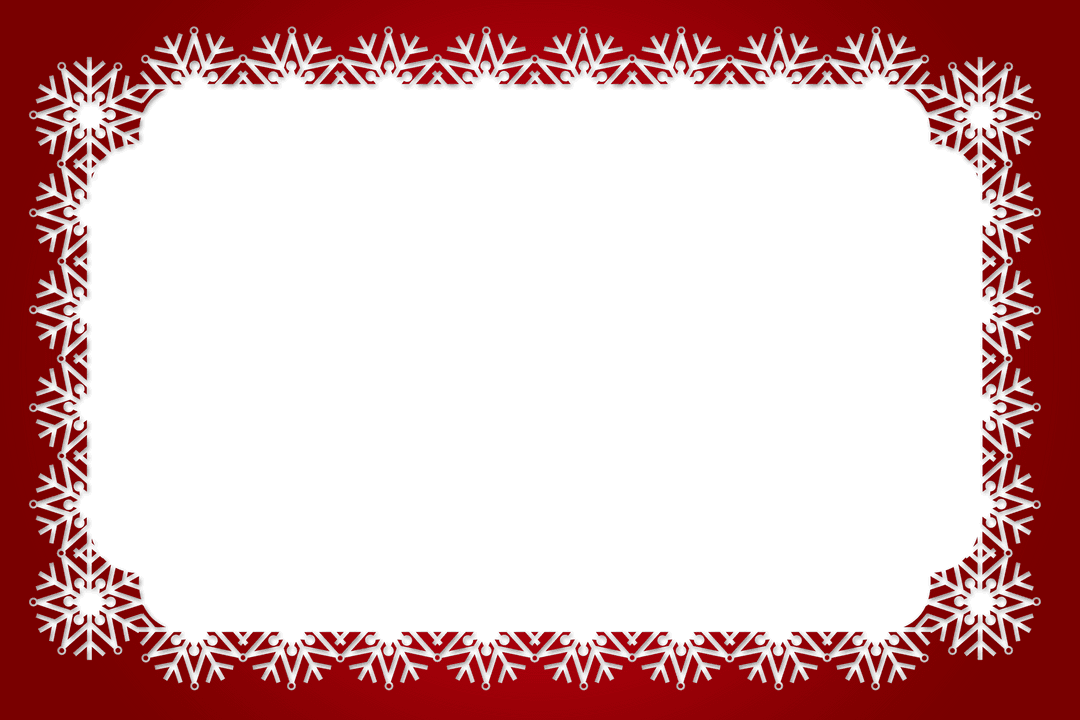 Transparent Red Frame with Snowflakes PNG Vector for Winter Themes