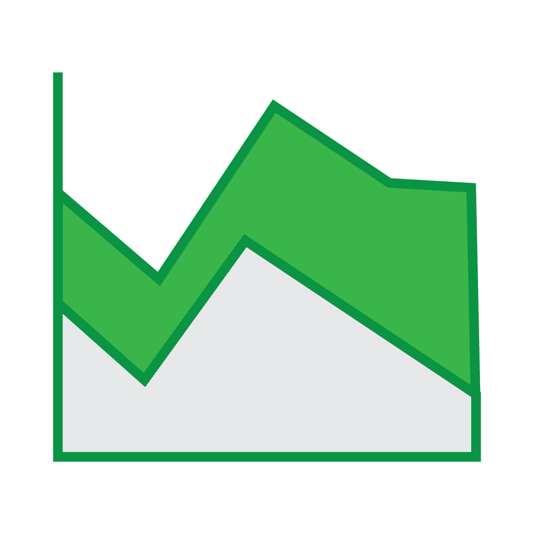 Green Vector Chart on Transparent Background Economy Business Concept