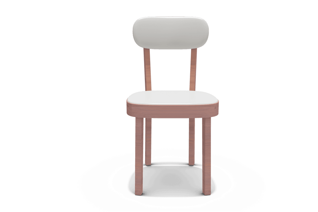 Transparent Render of Minimalist Wooden Chair with Light Cushion