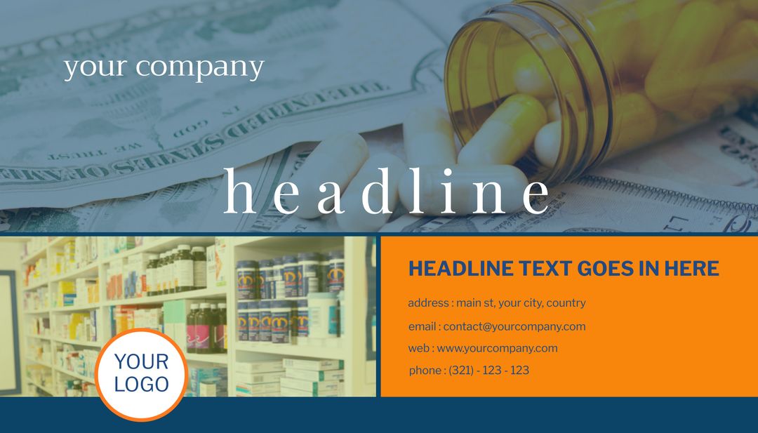 Financial and health management concept with currency and pills