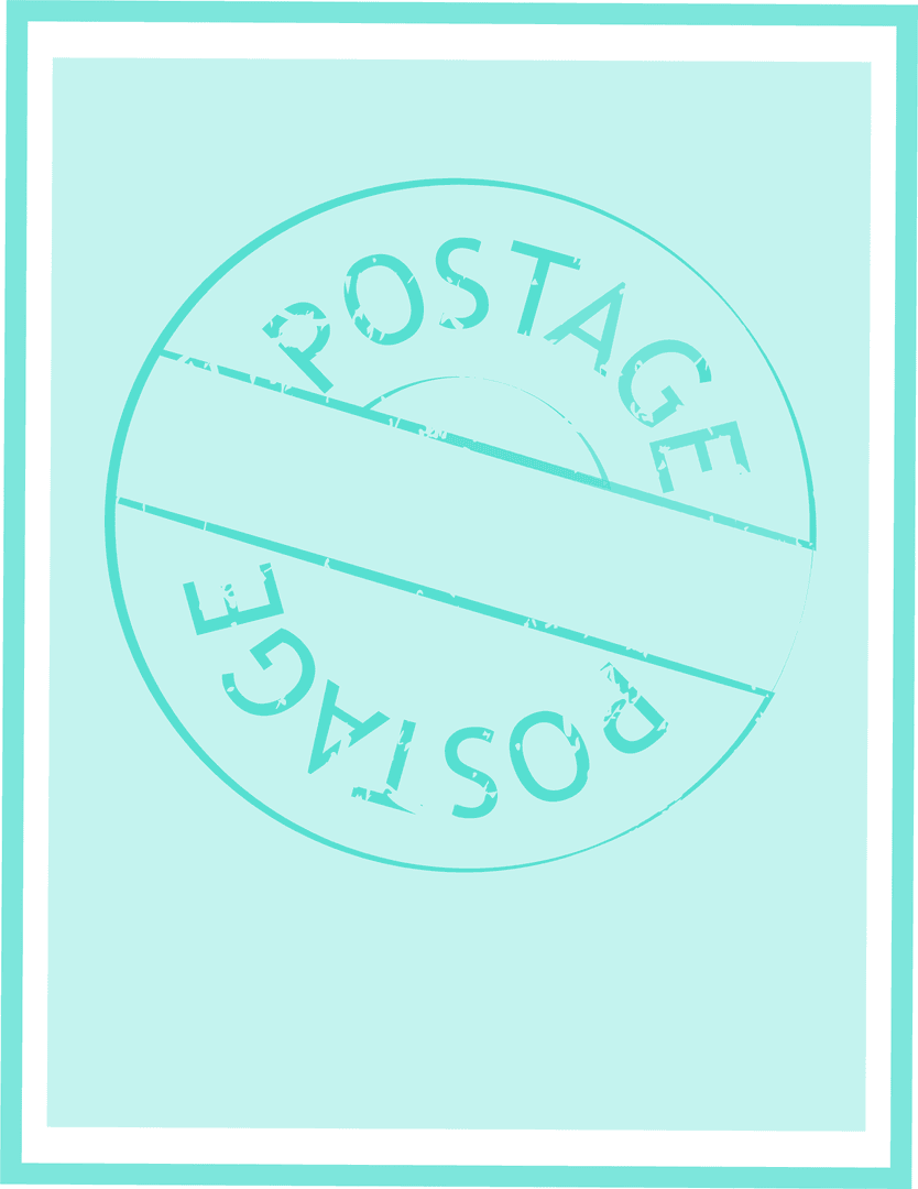 Turquoise Rectangle with Gray Border on Transparent Background