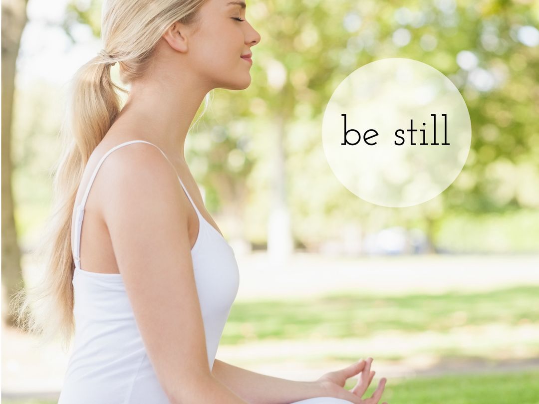 Serene Woman Meditating in Tranquil Park, Embracing Mindfulness