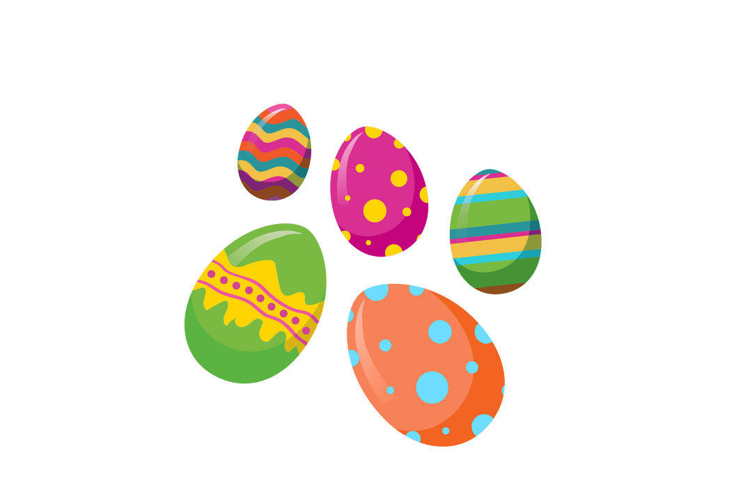 Colorful Easter Eggs on Transparent Background for Festive Design