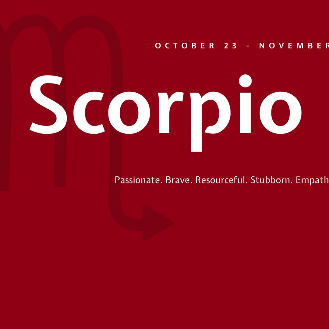 Bold Scorpio Zodiac Sign with Deep Red Background