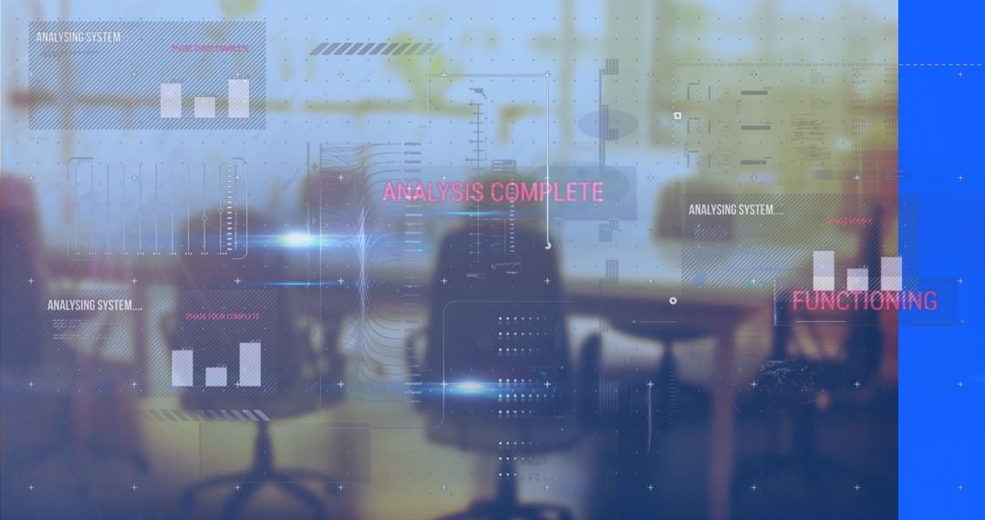 Data Interface Holographic Overlaid on Modern Office