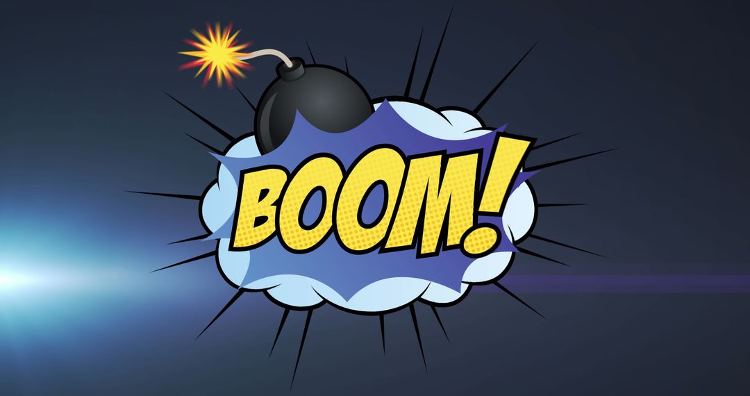 Dramatic Comic Boom Text with Light Effect on Dark Background
