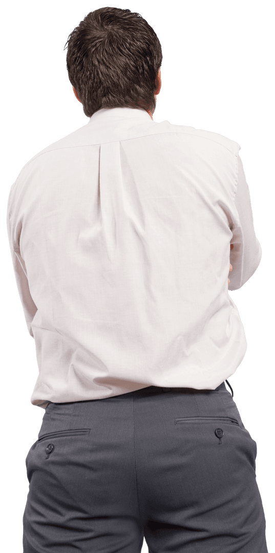 Caucasian Businessman Back View on Transparent Background