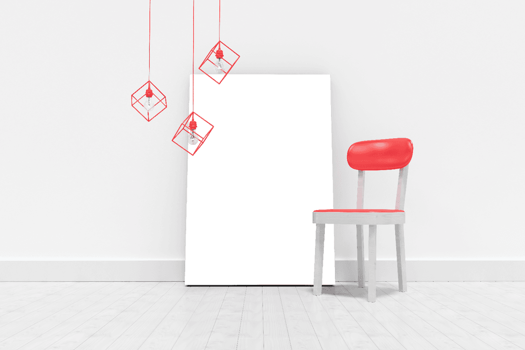 Minimalist Interior Design with Chair and Empty Frame, Chic Transparent Look