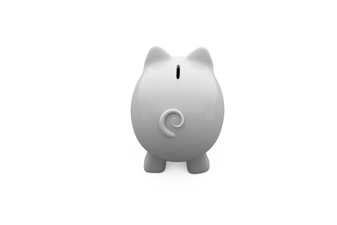 White Piggy Bank with Spiral Tail on Transparent Background - Download Free Stock Images Pikwizard.com