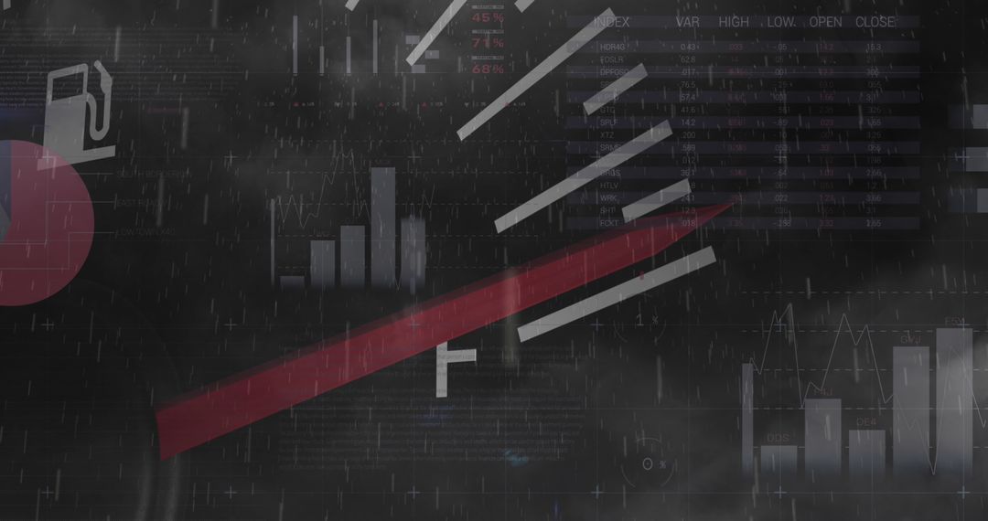 Abstract Fuel Gauge with Digital Data and Statistics Overlay