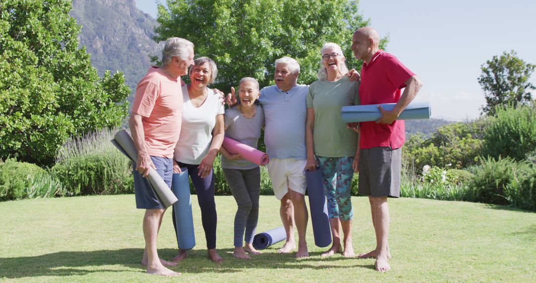 Group of Seniors Enjoying Yoga Session Outdoors - Free Images, Stock Photos and Pictures on Pikwizard.com