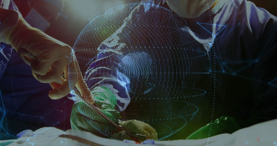 Futuristic Surgery Scene with Holographic Interface