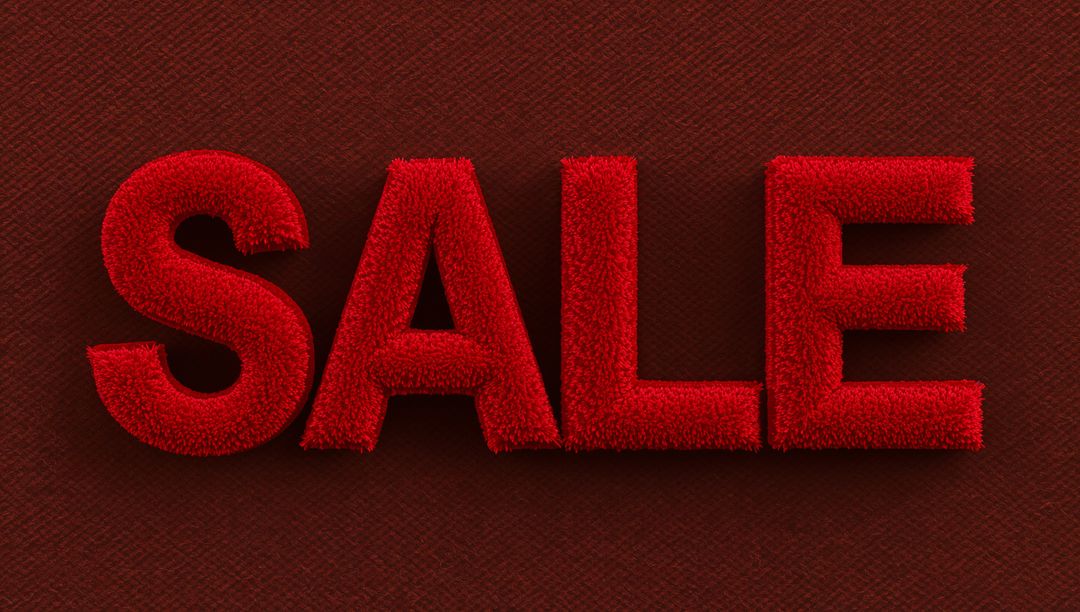 Plush Velvet SALE Typography in Crimson with Dramatic Studio Lighting and Drop Shadows