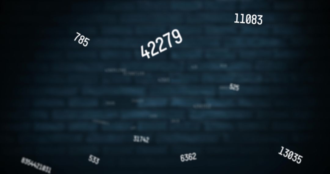Floating Numbers on Dark Brick Wall Background