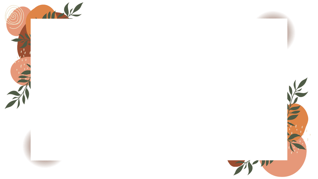 Elegant botanical frame with abstract elements on transparent background