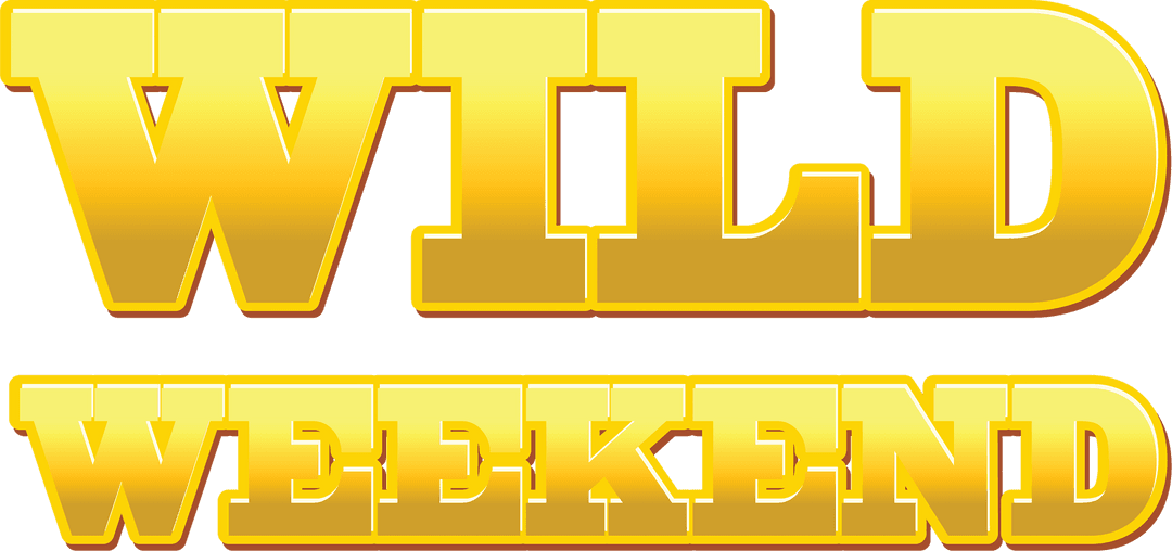Vibrant Yellow Wild Weekend Text on Transparent Background