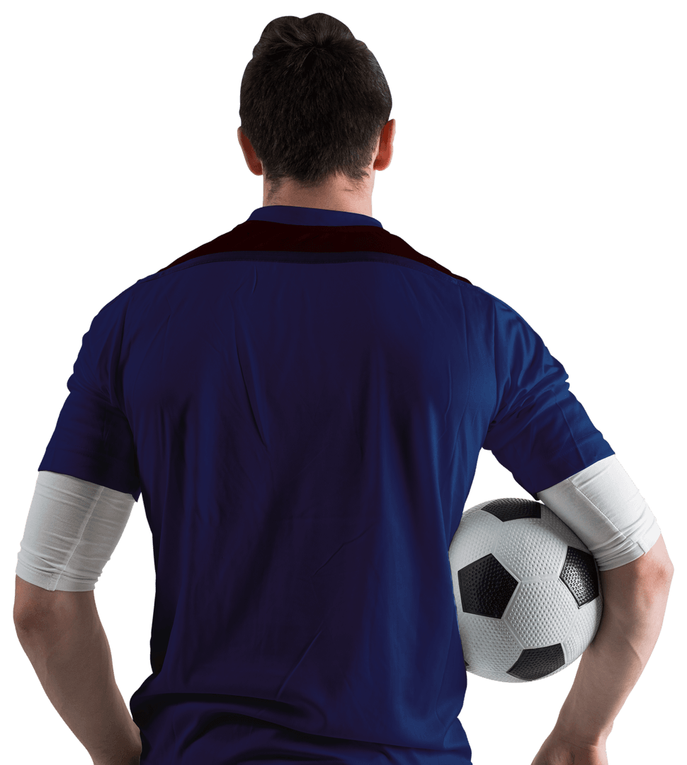 Transparent View of Athlete Holding Soccer Ball