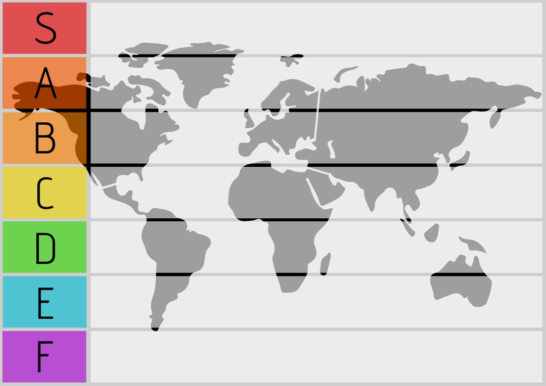 World Map with Colorful Latitude Lines for Geographic Education - Download Free Stock Images Pikwizard.com