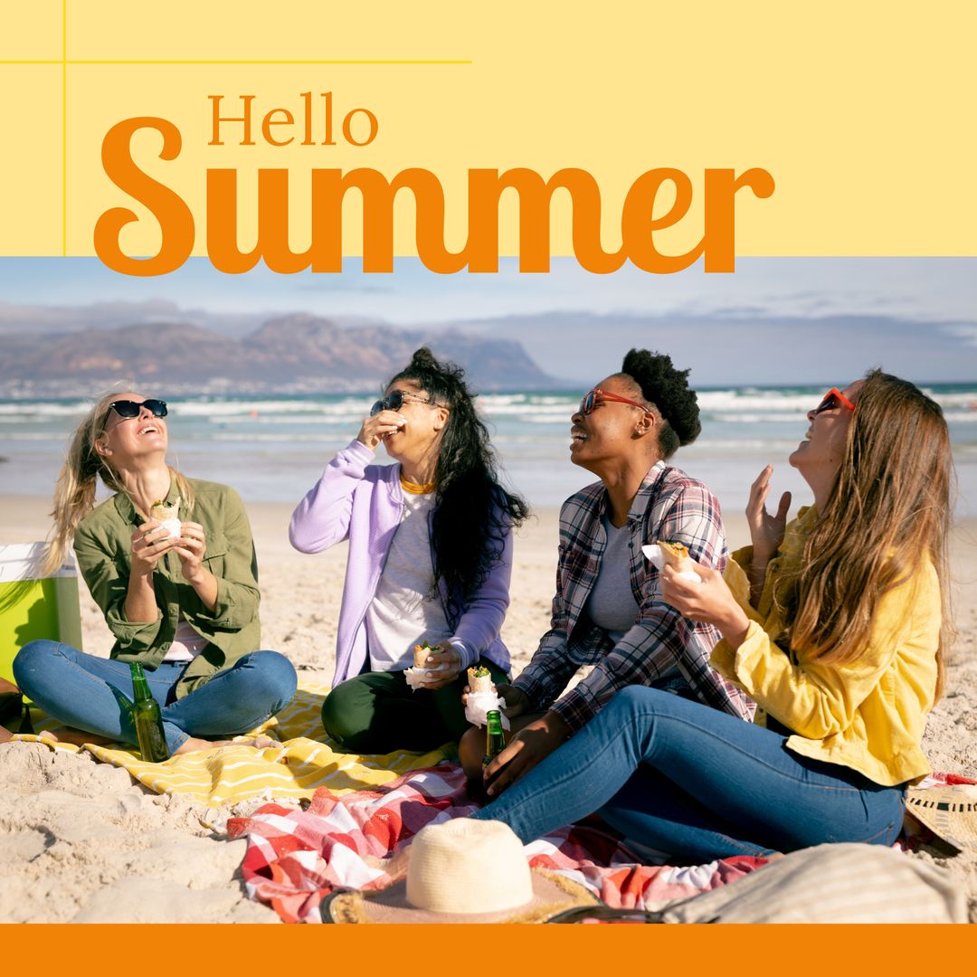 Diverse Friends Enjoying a Day at the Beach in Summer