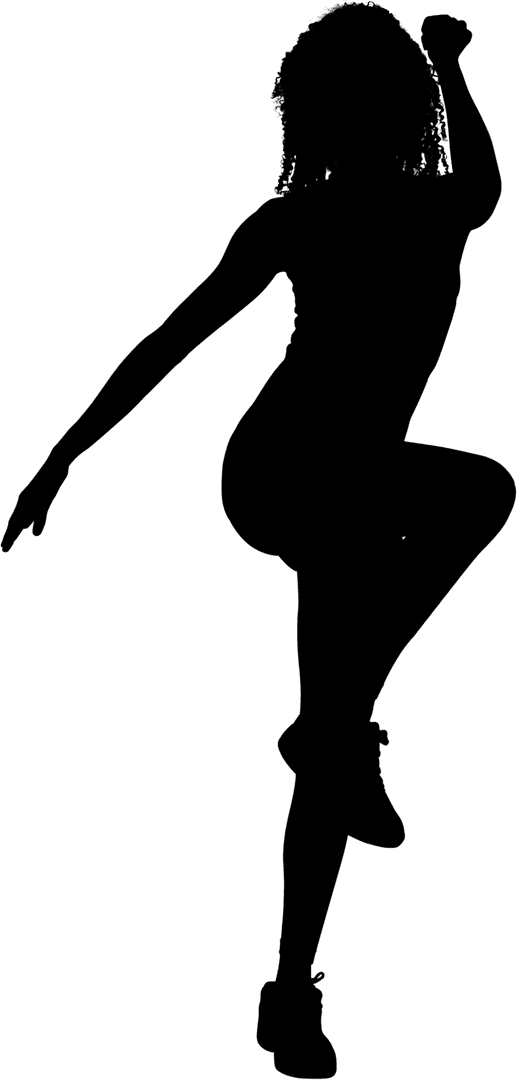 Silhouette of Woman Exercising in Transparent PNG Format