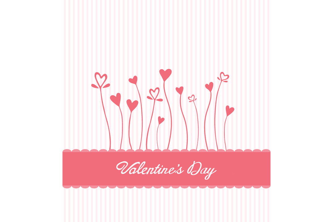 Valentine's Day Text with Heart Flowers on Transparent Background