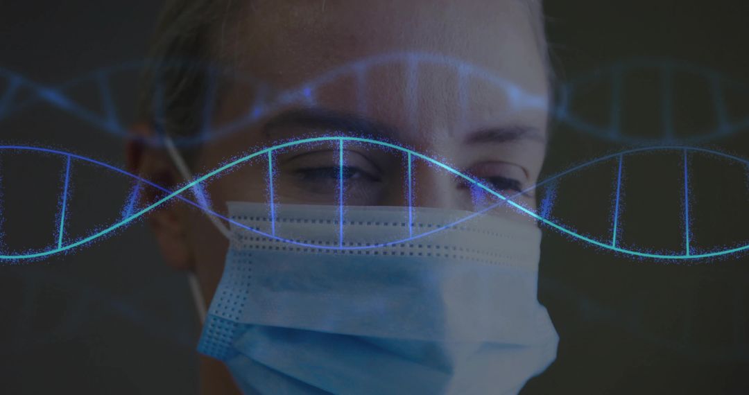 Scientist Examining DNA Helix with Innovative Technology