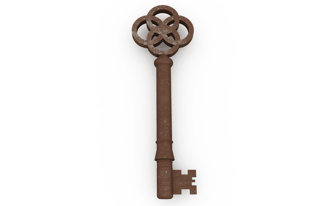 Rusty Vintage Key Illustration on Transparent Background