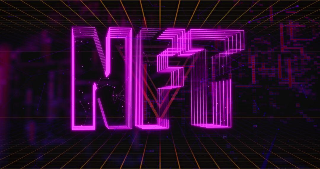 Futuristic Neon NFT Design Data Grid Background