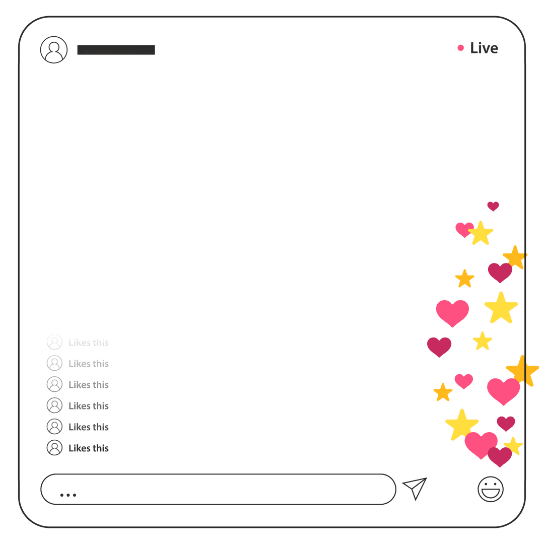 Live Stream Interface with Reactions on Transparent Background