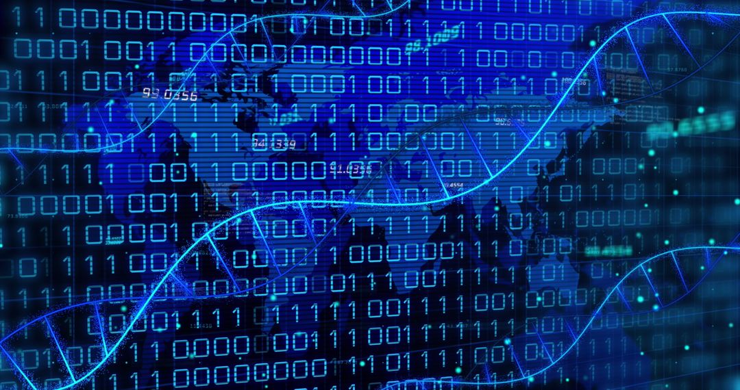 Binary Code Overlaid on World Map Background Symbolizing Medical Data Processing - Free Images, Stock Photos and Pictures on Pikwizard.com