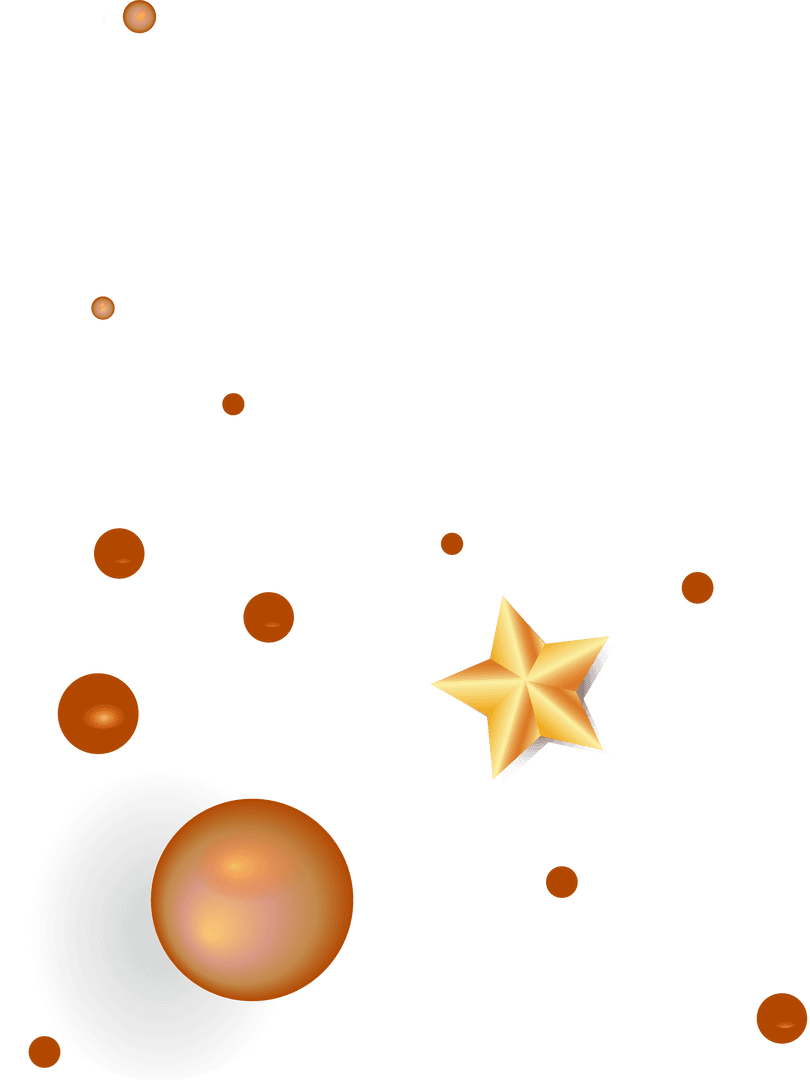 Transparent Geometric Abstract with Golden Star and Spheres