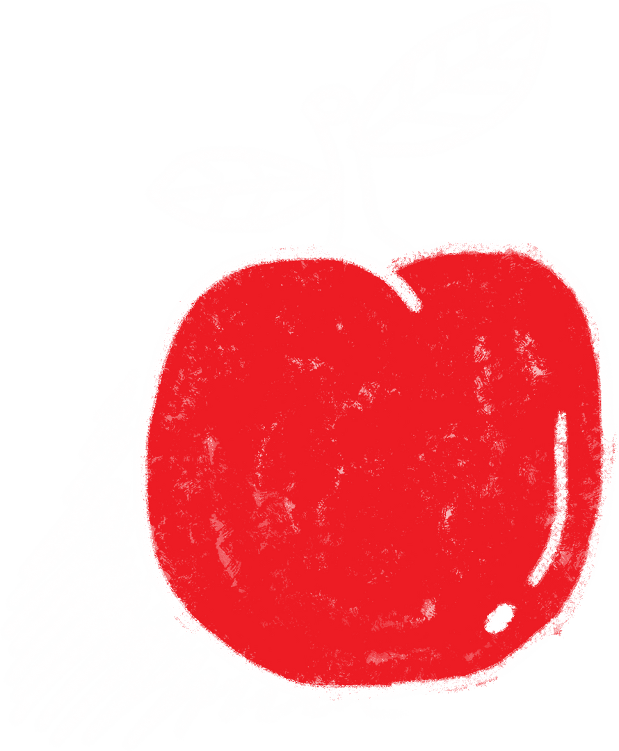 Chalkboard Sketch Transparent Apple with White Highlights