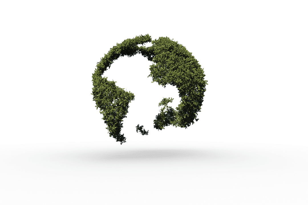 Eco Globe with Green Leaves on Transparent Background