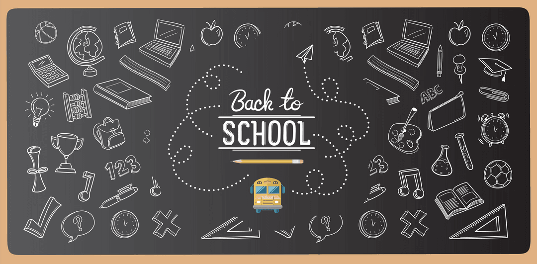 Back to School Chalkboard Text with Education Icons