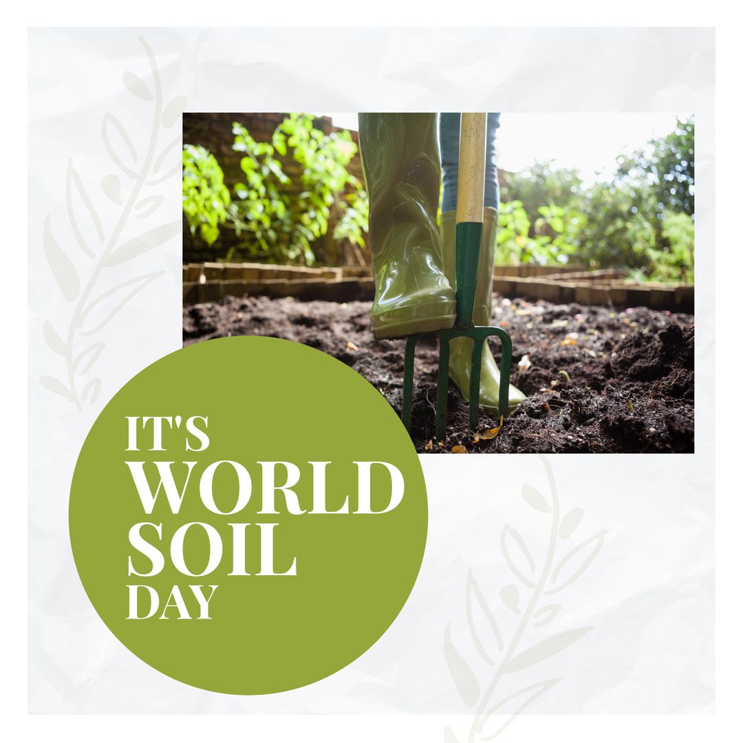 World Soil Day Gardening Celebration with Rubber Boots and Fork