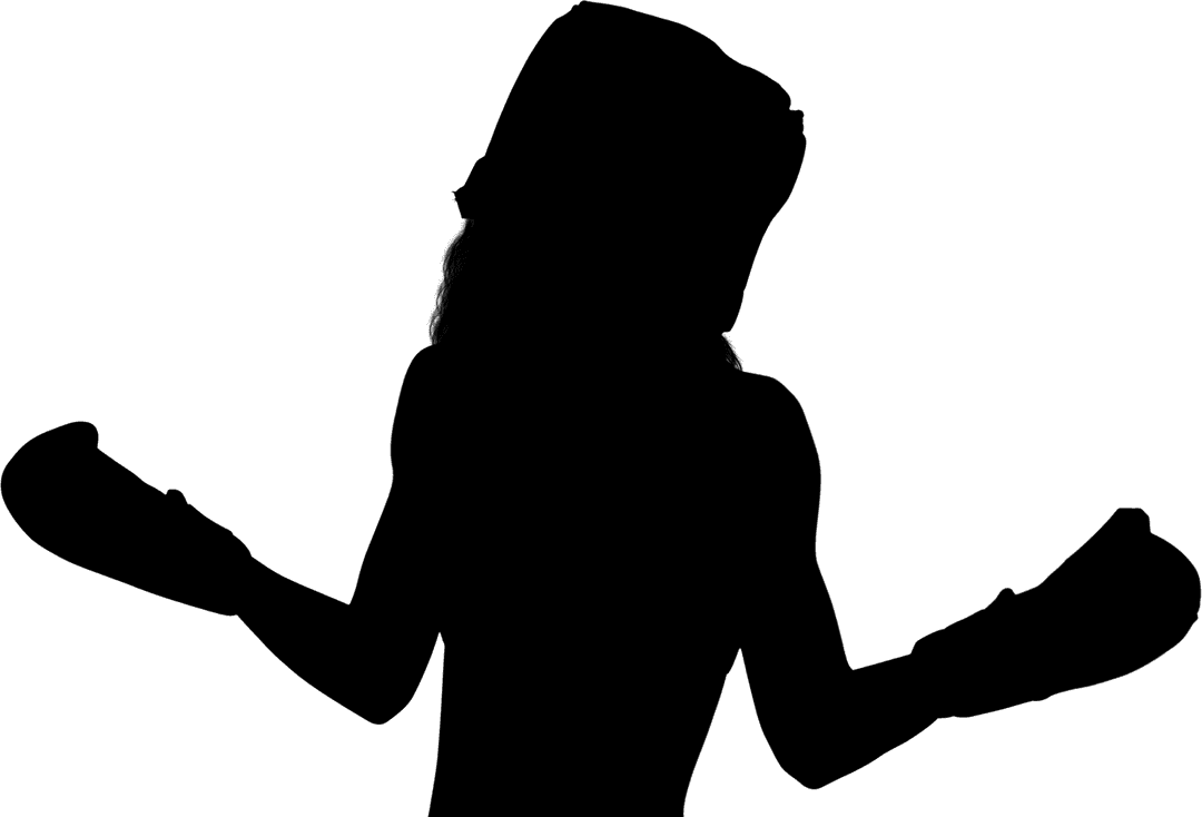 Silhouette of Female Boxer with Helmet on Transparent Background
